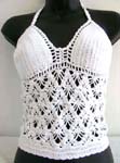 Simply irresistible white crochet triangle cups top motif diamond shape on the bottom and top ties with neck and back