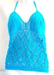Simply irresistible blue crochet triangle cups top motif diamond shape on the bottom and top ties with neck and back
