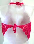 Beach wear pink crochet top with genuine sea shell flower and top ties at neck and back design 
