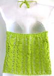 Casual summer wear crochet top motif filigree triangle and open front lower part design with neck ties in green color