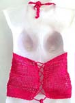 Summer wear crochet top motif square pattern with top ties at neck design in pink color