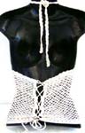 Summer wear crochet top motif fish-net pattern with top ties at neck design in white color