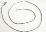 Fashion silver necklace with long loose flat chain and spring ring for closure 