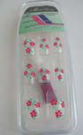 Artificial finger nails art kit with red flower and leafs design, included 10 nature nails, one glue and application on back
