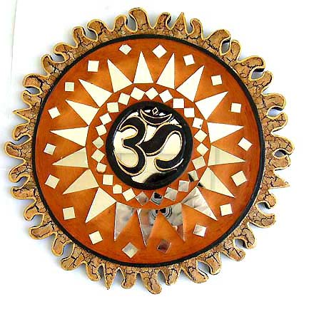 Sun shape wall plaque with OM sign in the middle. MIRRORSUN-10B