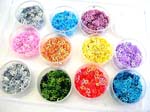 Heart shape nail art decor, included 12 colors in individual containers per box 