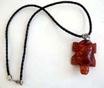 Twisted black cord necklace with genuine chinese brown  / yellow jade turtle pendant
