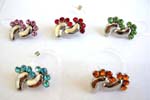Fashion clear band toe ring motif foot print pattern with assorted mini cz inlaid
