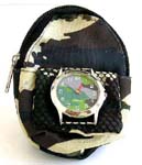 Backpack in solider green color purse watch
