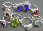 Stamped sterling silver gemstone ring group, in assorted design