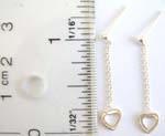 Studs genius sterling silver earring with long chain holding a heart
