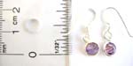 Genius sterling silver fish hook earring with purple cubic zironia