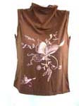 Embroidery butterfly sleeveless turtleneck lady's sweater in red, brown and white 