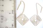 Square threader earring with spirals pattern and genius 925.sterling silver 
