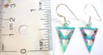 925.sterling silver fish hook triple triangle enamel blue color earring