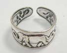 Elephant patterned 925 sterling silver toe ring 