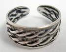 Wave patterned 925 sterling silver toe ring