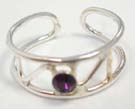 Art fashion, 925 sterling silver toe ring with purple cz gem