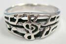 Music lovers treble note on 925. sterling silver ring 