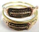 Double band bronze ring with crafted oval shaped top