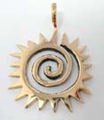 Handcrafted spiral sun designed bronze pendant 