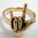 ROCK hand sign designed fashion ring in bronze