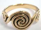 Three Celtic spirals crafted into bronze ring 