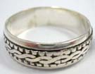 Quality 925. sterling silver spinning ring band with celtic knot decor and etched in dot design