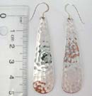 Crafted, elongated oval shaped 925. sterling silver earrings in hammered design 