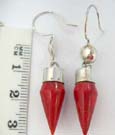 Ladies, sexy coral stone threader earrings with 925. sterling silver casing