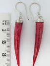 Tusk designed, coral gem earrings with 925. sterling silver mounting