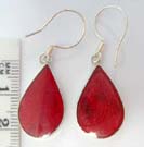 Beautiful tear drop designed coral stones hanging from 925. sterling silver threader earrings