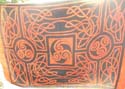 Celtic print pareo wrapping sarong with orange triple spiral sarong