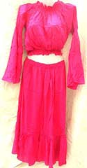 Baby doll lady's long sleeve skirt set with elastic stretchy top matched medium length skirt in solid color design