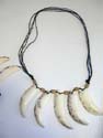 Multi strings teeth shape fringe seashell pendant necklace