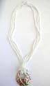 White multi strings bali necklace with abalone seashell pendant 