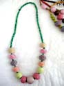Funky fashion bali enlarged assorted lined engraved beaded necklace 