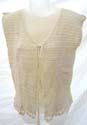 Needle handcrafted beige crochet cardigan with cap sleeves and bow tie detail on front