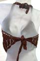 Chocolate sexy tie strings crochet top with seashell floral and funky angle design on bottom
