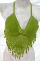 Bras and Lingerie lime crochet top with seashell fringe design, tie on neck and in back