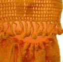 Handmade dark orange crochet tank top garter set with fringe and shoe tie in back design matched an adjustable skirt