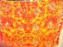 Tie dye fire red and orange sarong wrap with turtle, sun, seashell and dolphin