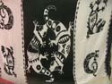 Black and white sarong wrap with geckos design