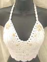Fashion sexy lady's wavy sequin at the bottom seashell crochet in white color, tie one neck and back