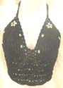 Fashion sexy lady's wavy sequin at the bottom seashell crochet in black color, tie one neck and back