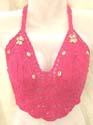 Fashion sexy lady's wavy sequin at the bottom seashell crochet in red color, 