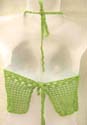 Custom crochet green floral triangle top with square combined diagonal line design, tie on neck and back 