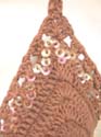 Handmade Bali brown crochet shell cup top with sparkle sequie sewing work design and flower along at the bottom