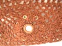 Handmade Bali brown crochet shell cup top with sparkle sequie sewing work design and flower along at the bottom