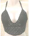 Fancy sexy crochet binkini top with handicrafted shiny chips flower design, tie on neck and back